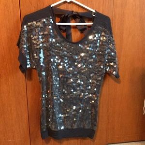 Sequined open back blouse